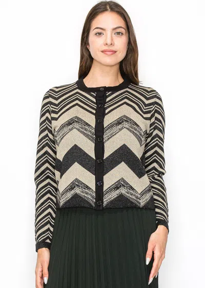 Yal New York Chevron Sparkle Cardigan In Black