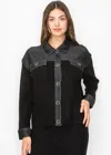 YAL NEW YORK CITY CHIC DENIM-TRIM SWEATER