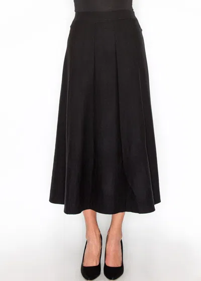 Yal New York Classic A-line Black Pleated Midi Skirt