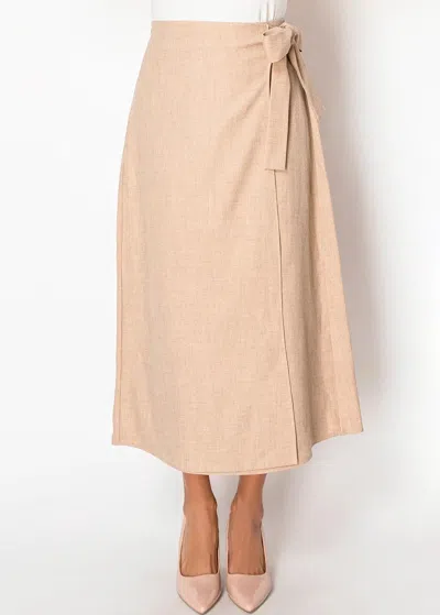 Yal New York Classic Beige Wrap Midi Skirt
