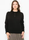 Yal New York Classic Black Henley Top In Black