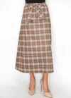Yal New York Classic Brown Plaid Skirt With Tie Waist In Brown