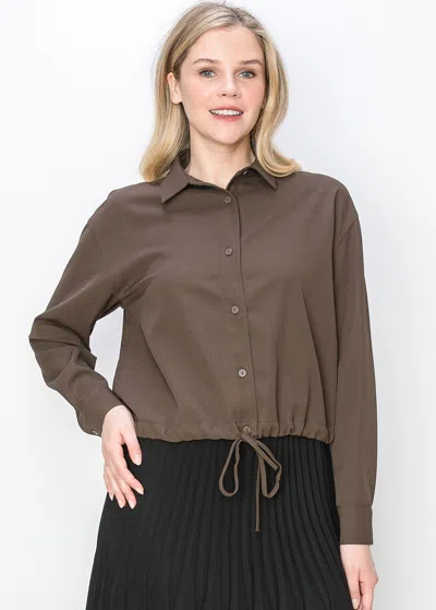 Yal New York Classic Brown Shirt With Drawstring