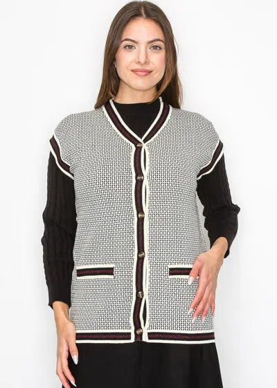 Yal New York Classic Knitted Contrast Vest In Black