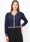 Yal New York Classic Navy Cable-knit Cardigan In Blue