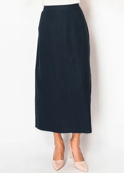 Yal New York Classic Navy Linen Skirt In Multi