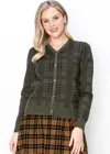 Yal New York Classic Olive Plaid Cardigan In Green