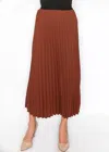 Yal New York Classic Pleated Rust Midi Skirt In Multi