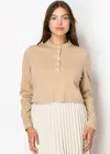 Yal New York Classic Touch Button-up Top In Beige
