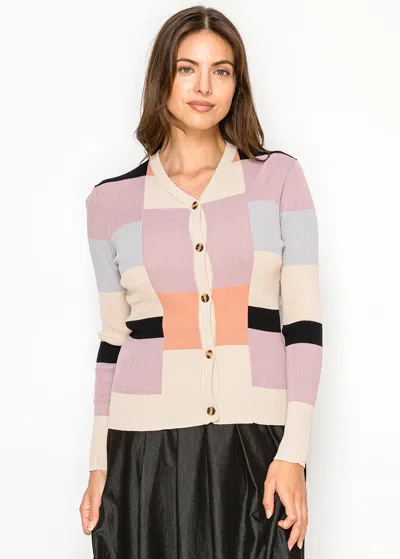 Yal New York Color Block Ribbed Cardigan - Pastel Palette In Multi