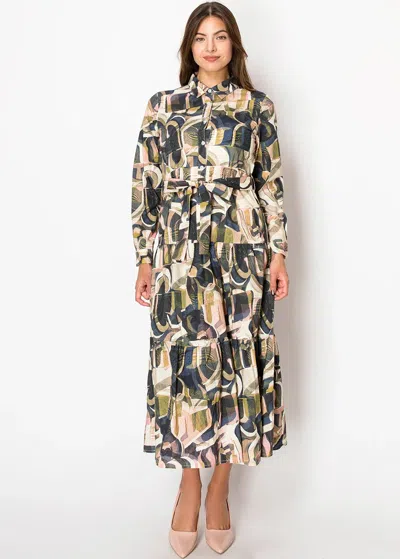 Yal New York Color Harmony Tiered Dress In Green