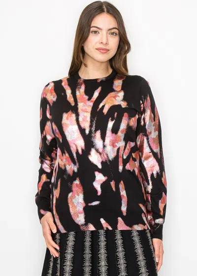 Yal New York Color Splash Abstract Knit Top In Multi