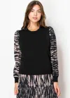 Yal New York Contrast Sleeve Knit Sweater In Black