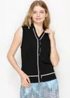 Yal New York Contrast-trimmed Black Button Vest In Black