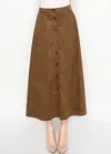 Yal New York Corduroy Brown Midi Skirt In Brown