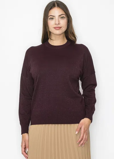 Yal New York Cozy Burgundy Knit Pullover In Multi