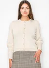 Yal New York Cream Buttoned Sleeve Knit Cardigan In White