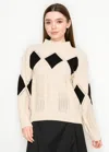 Yal New York Cream Cable Knit With Geometric Accents In Neutral