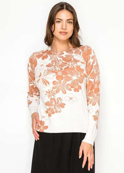 Yal New York Crew Neck Sweater With Floral Print In White