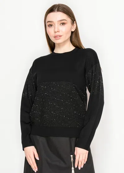 Yal New York Crewneck Black Sweater With Shimmer Accents