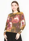 Yal New York Crewneck Sweater With Painterly Print In Multi