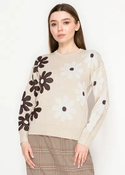 Yal New York Daisy Knit Pullover In Soft Beige In White
