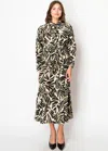 Yal New York Earthy Leaf Print Shirt Dress In Multi