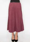 Yal New York Elegant Burgundy Suede Pleat Midi Skirt In Multi