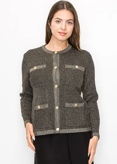 Yal New York Elegant Gold Cardigan With Front Pockets