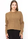 Shop Yal New York Elegant Ribbed Camel Cardigan In Brown