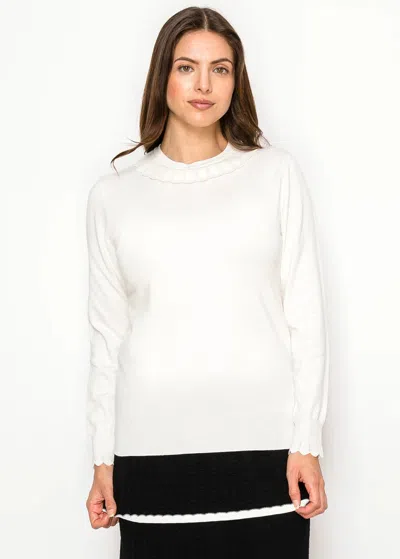 Yal New York Elegant White Crewneck Sweater With Detail