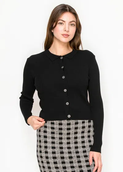 Yal New York Everyday Black Collared Cardigan