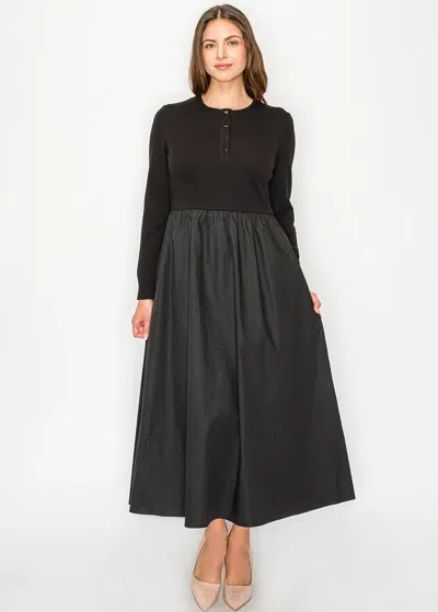 Yal New York Everyday Black Henley Dress