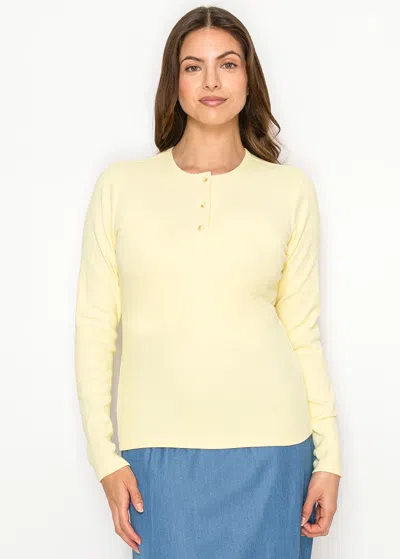 Yal New York Everyday Cotton Stretch Henley Top In Yellow