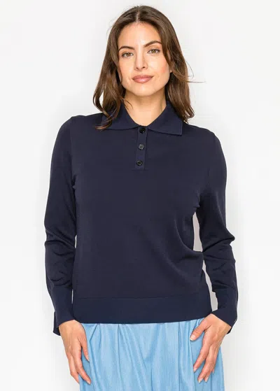 Yal New York Everyday Navy Polo Sweater In Blue