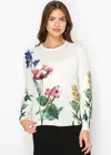 Yal New York Floral Cascade Sweater In White