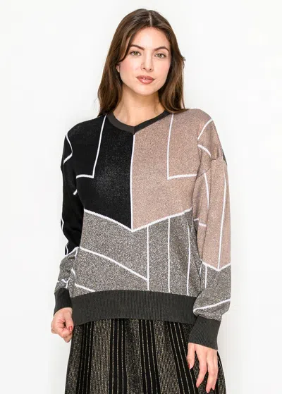 Yal New York Floral Embroidered Black Knit Cardigan In Multi