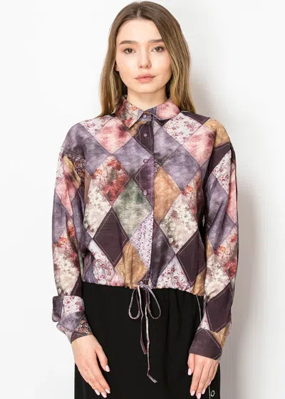 Yal New York Floral Patch Purple Blouse