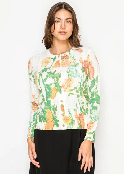 Yal New York Floral Print Textured Knit Cardigan In Multi