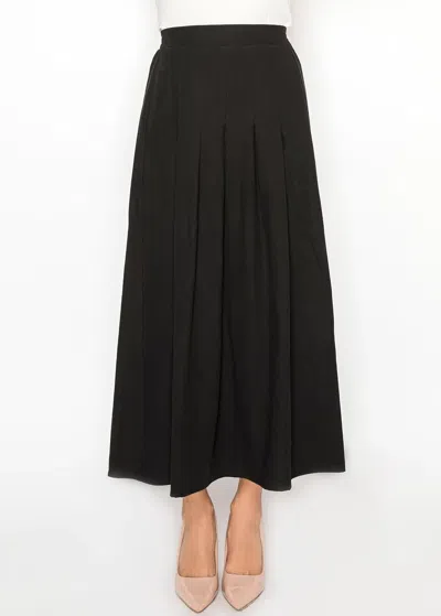 Yal New York Flowing Black Midi Skirt With Box Pleats