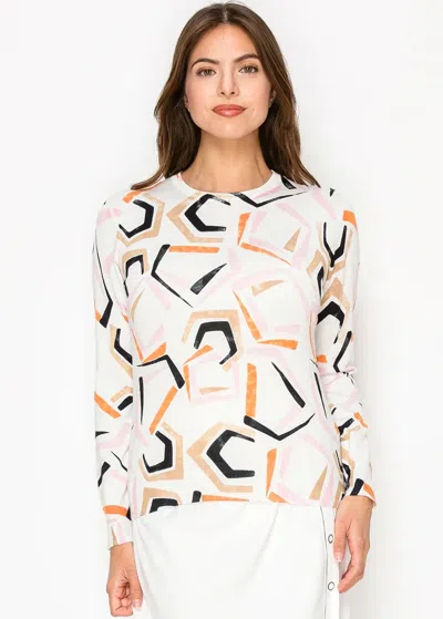 Yal New York Geometric Brushstroke Sweater In White