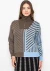 Yal New York Geometric Color-block Turtleneck Sweater In Blue