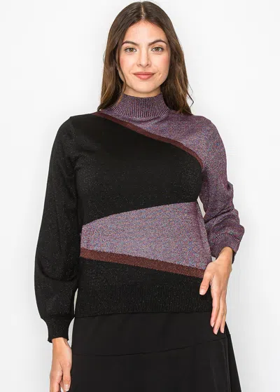 Yal New York Geometric Colorblock Turtleneck Sweater In Multi