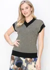 Yal New York Gold Knit Vest With Black Accents In Gold