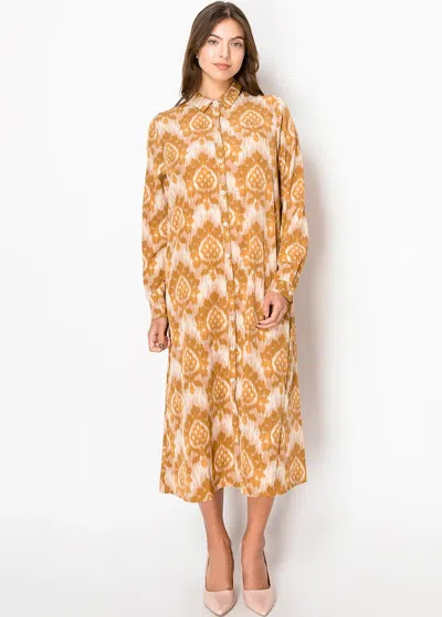 Yal New York Golden Amber Button Dress In Beige