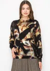 Yal New York Golden Haze Abstract Knit Sweater In Gold