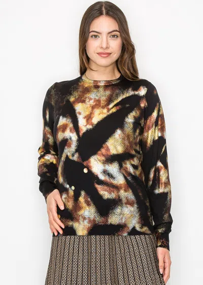 Yal New York Golden Haze Abstract Knit Sweater