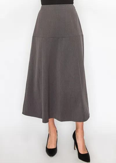 Yal New York Gray Panel Midi Skirt In Grey