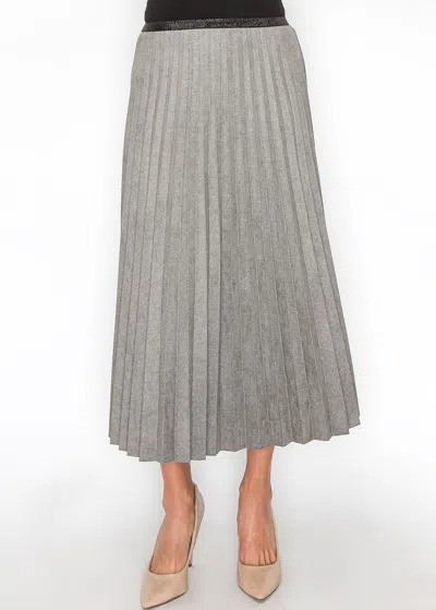 Yal New York Gray Suede Pleated A-line Skirt In Grey
