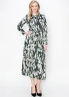 Yal New York Green Abstract Print Pleated Dress In Green